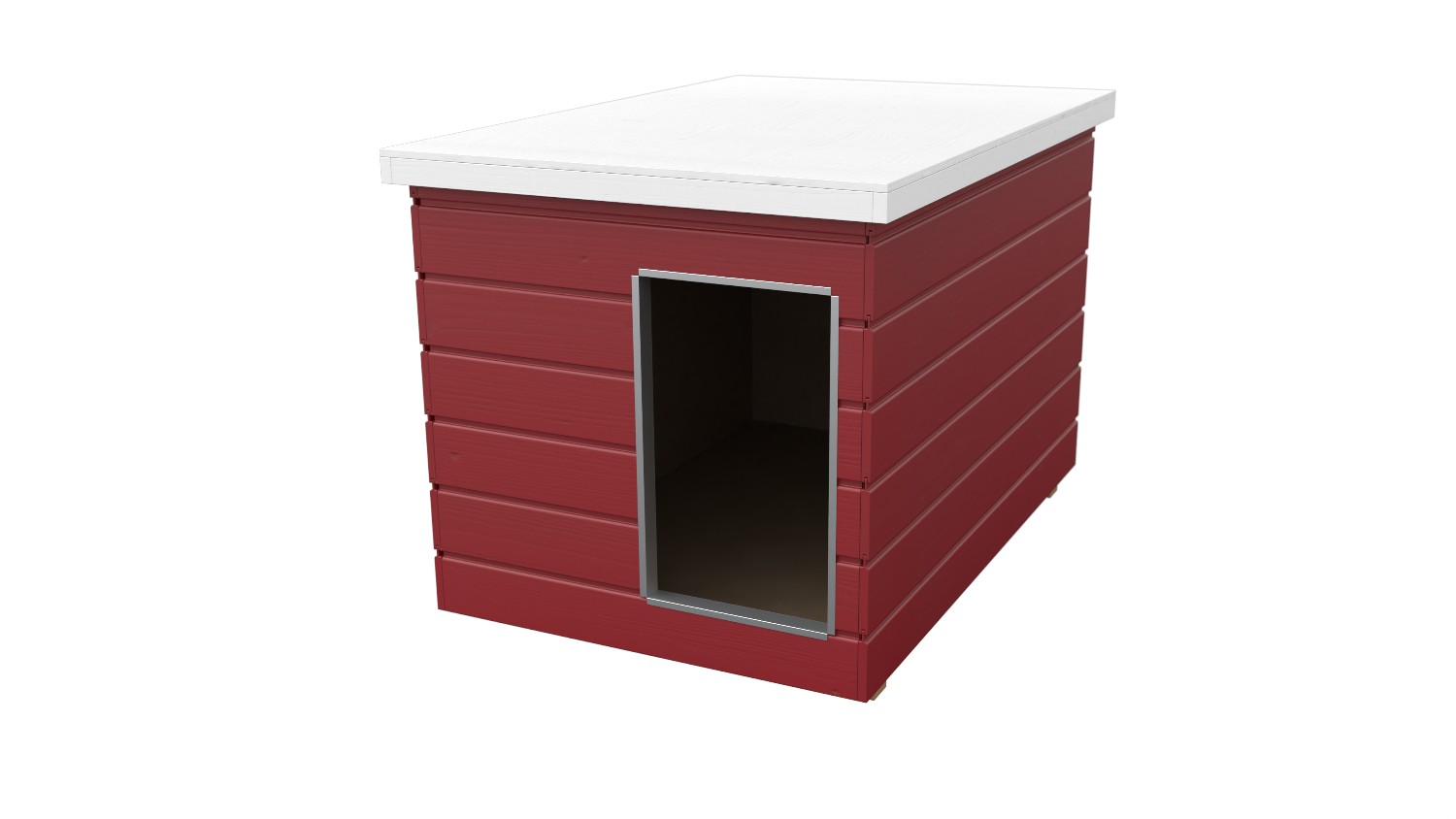 Original SAUERLAND Holz-Hundehütte schwedenrot | Flachdach Dickschicht | Eingang Schmalseite | Größe Lassie